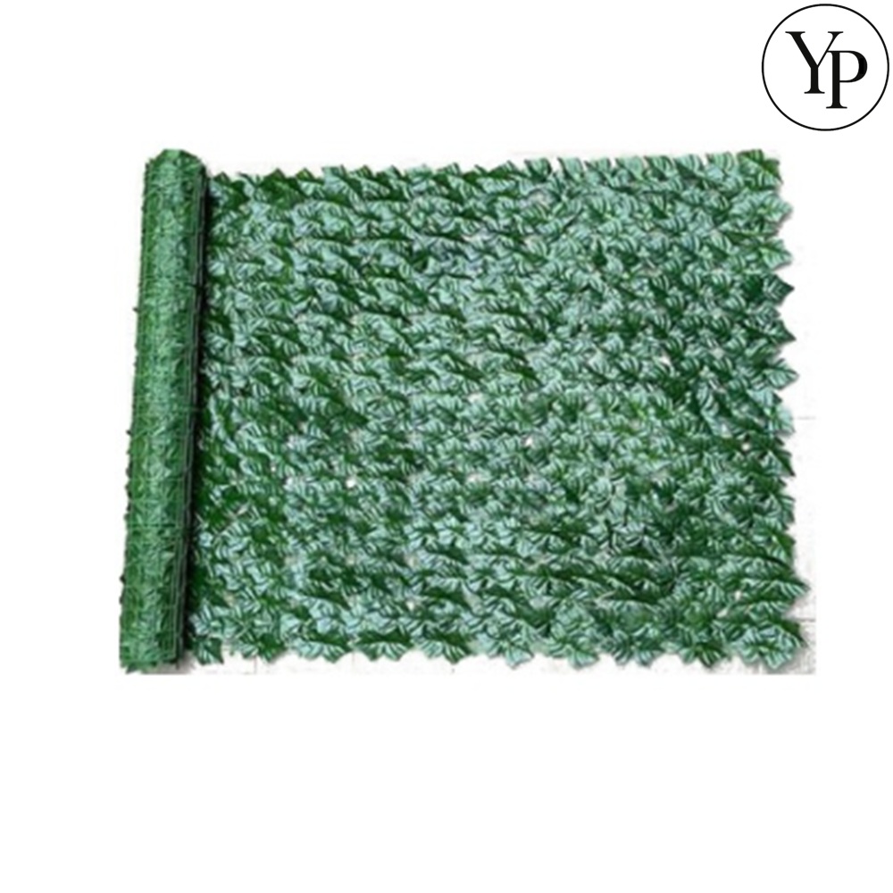 발코니 가림막 테라스 휀스 화분 파티션 사생활보호 목재담장 둥근잎 인공 식물 울타리