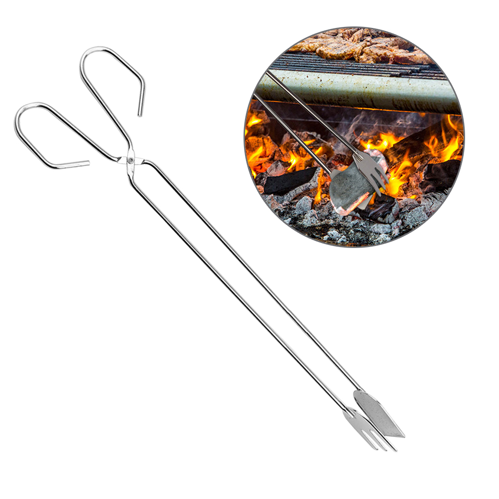 35cm 스텐 (숯집게 A타입 대형) 바베큐 숯불 고기 집개 갈비 주방 요리 음식 집게 핀셋 가위 - 상품 이미지