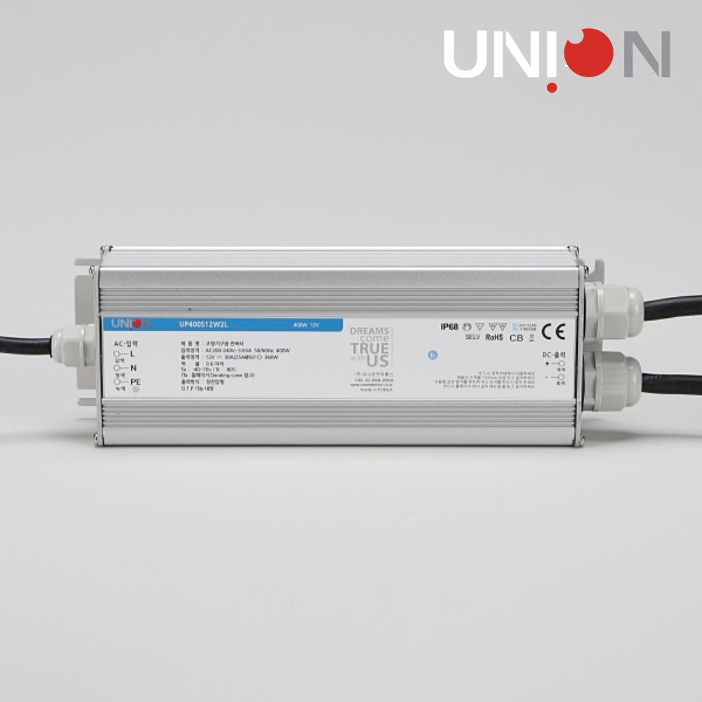 국산 LED 컨버터 SMPS DC12V 400W UP400S12W2L 방수 안정기 유니온 - 상품 이미지