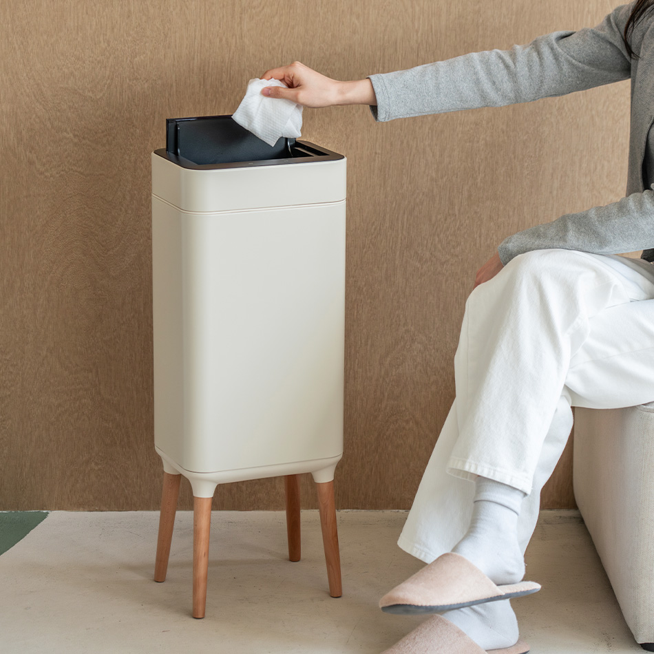 단독컬러/자동센서 오존살균 슬릿형 쓰레기통26L 종량제호환 저소음 화이트