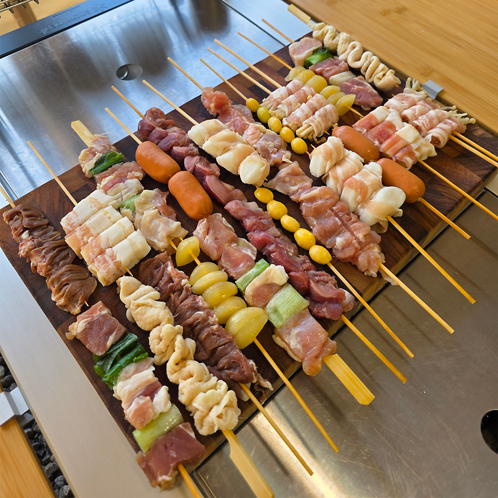 캠핑 닭꼬치 모듬꼬치 800g (24꼬치) 염통 닭껍질 순살 파닭 은행 마늘 - 상세 이미지 3