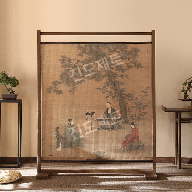 전통 파티션 병풍 한식집 인테리어 문양 가림막 가벽 180x150cm 길조학 집회 - 상품 이미지