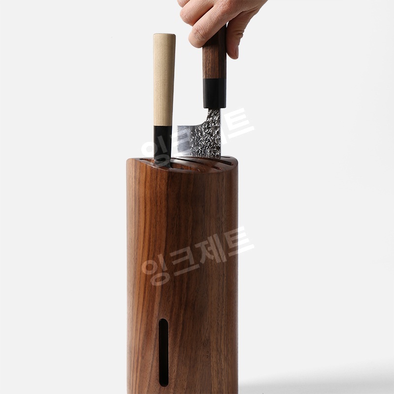 우드 칼블럭 호두나무 향균 패턴 가위 식칼 씽크대 홀더   제트 너도밤나무 - 상세 이미지 4