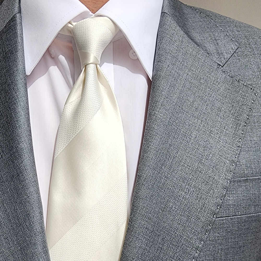 제임스핏 아이보리 스트라이프 웨딩 결혼식 남성 넥타이