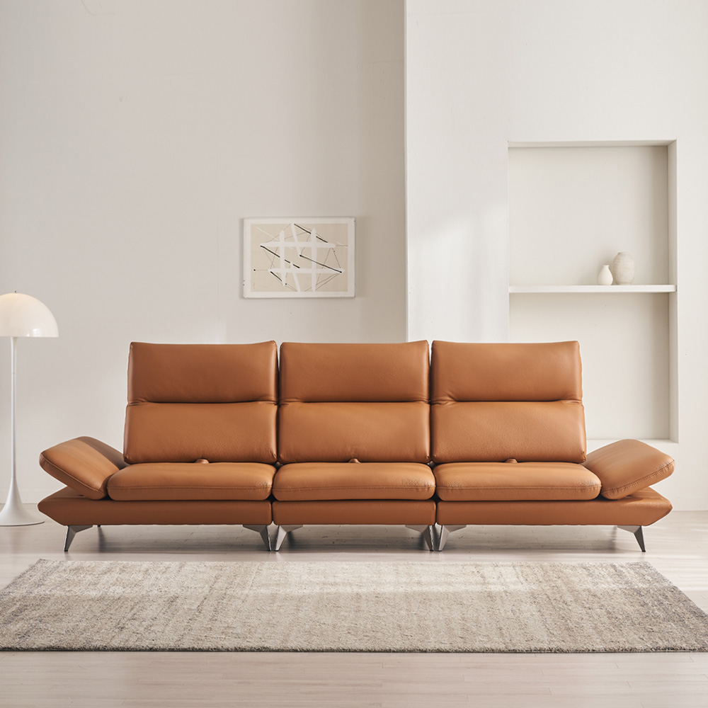 [이태리가죽 업그레이드] 케이하우스홀드 호리즌 가죽 소파 4인용 국내제작 쇼파(스툴별매)