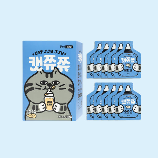 펫라벨 캣쮸쮸 고양이간식 닭가슴살 30gx10p - 상품 이미지