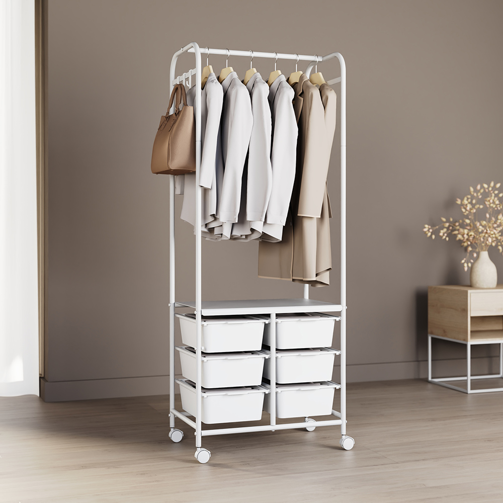 무베즈 수납형 이동식행거 드레스룸 고정식 스탠드 행거 기본형