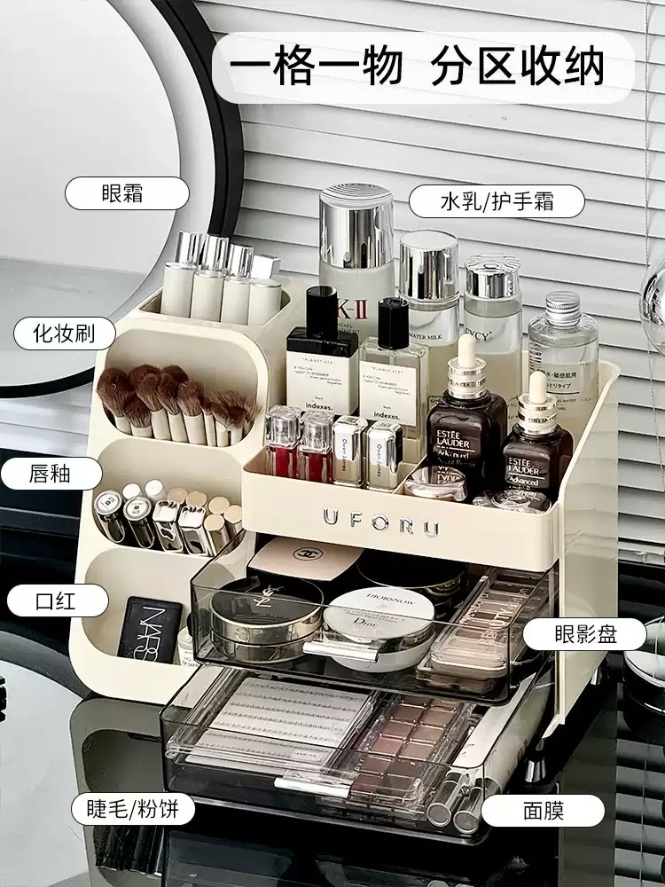 대용량화장품정리함 수납 향수 정리대 메이크업 화장대 립스틱 투명 케이스 수납함 - 상세 이미지 3