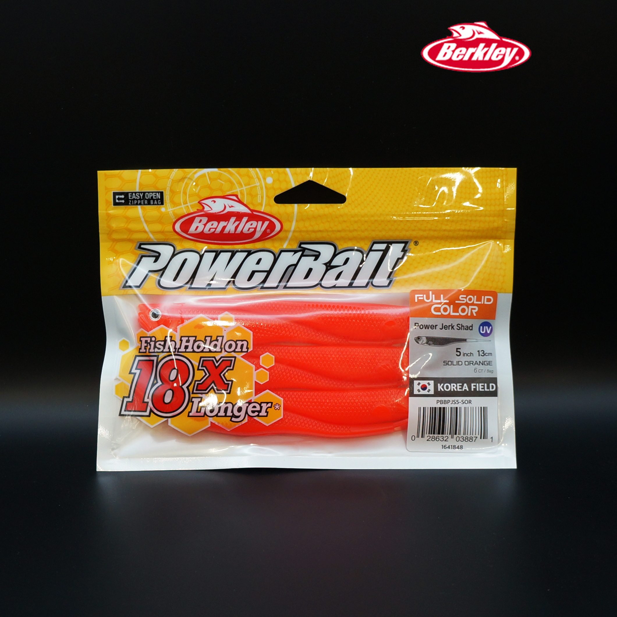 버클리 파워베이트 UV 파워저크쉐드 풀솔리드 컬러 광어 다운샷 웜 솔리드 오렌지, 13cm - 상품 이미지