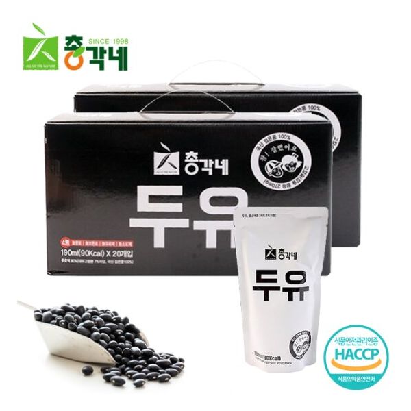 [총각네] 검은콩 담백한 두유 40봉 20봉x2박스 : 디유니