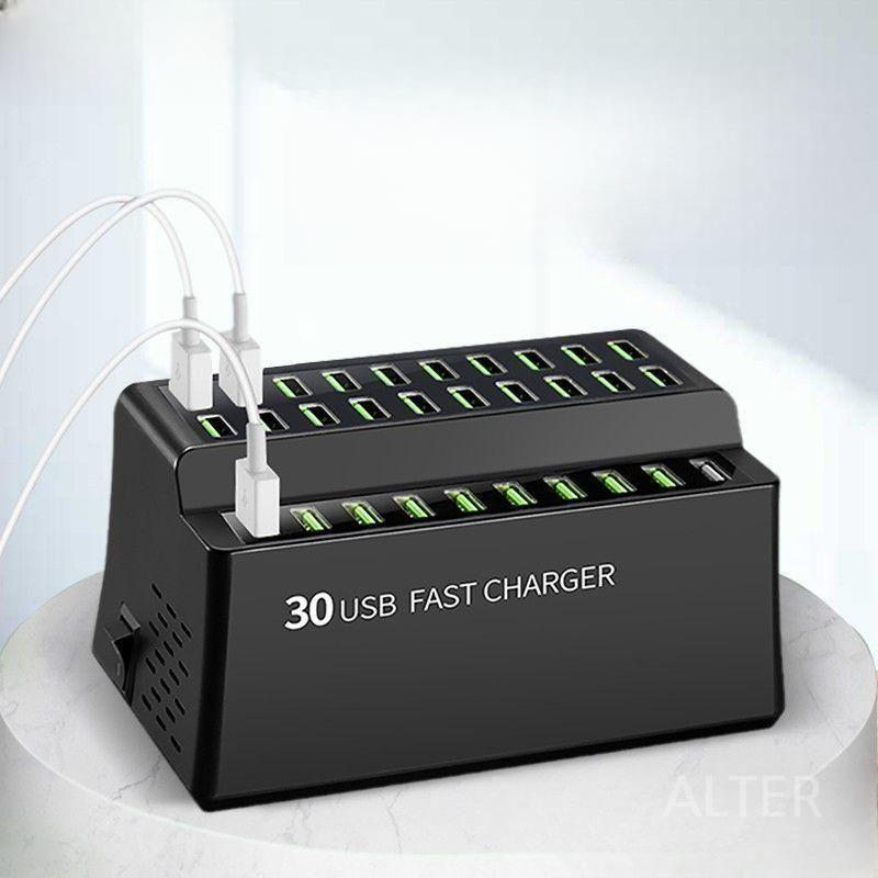 고속 충전기 USB 대용량 멀티 포트 다중 허브 30포트+팬(180W)+애플 호환 케이블 - 상세 이미지 2