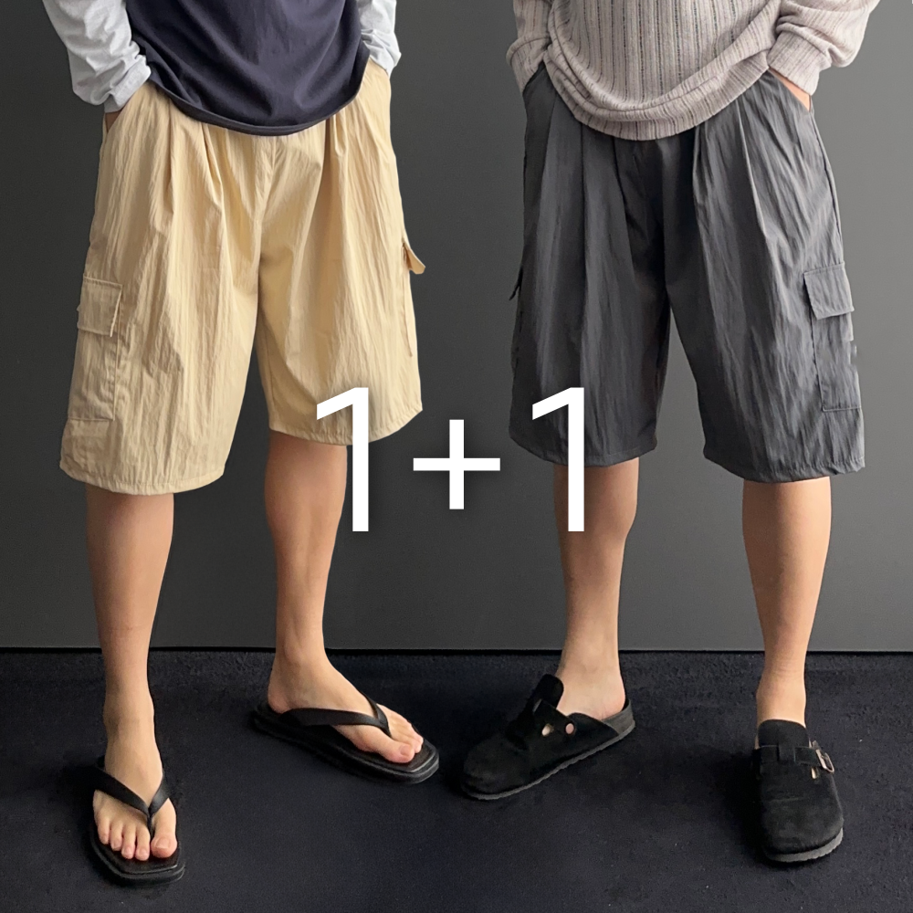 1+1 나일론반바지 남자버뮤다팬츠 남자6부반바지 - 상품 이미지