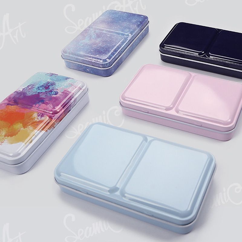 미니 12색 수채화 물감 팔레트 미술 파레트 용품 그림 도구 고체 휴대용 여행 어반스케치 - 상세 이미지 2