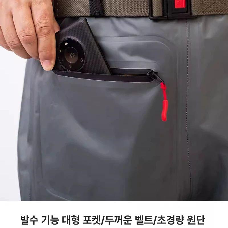 웨이더 반신 장화 낚시복 겨울낚시복 자켓 방한 의류 초경량 기능성 바지 3D 녹색 PVC 하이노 바닥 - 상세 이미지 3