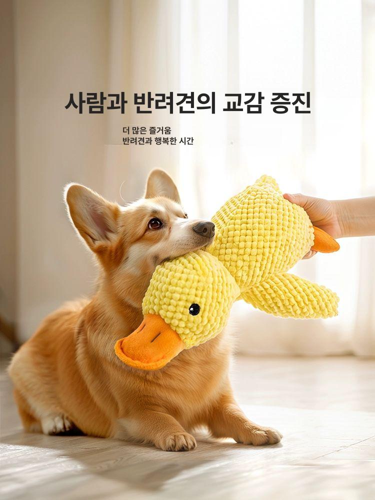 강아지 장난감 소리나는 오리 강아지장난감 강아지인형 중형 동반 오리 - 상세 이미지 3