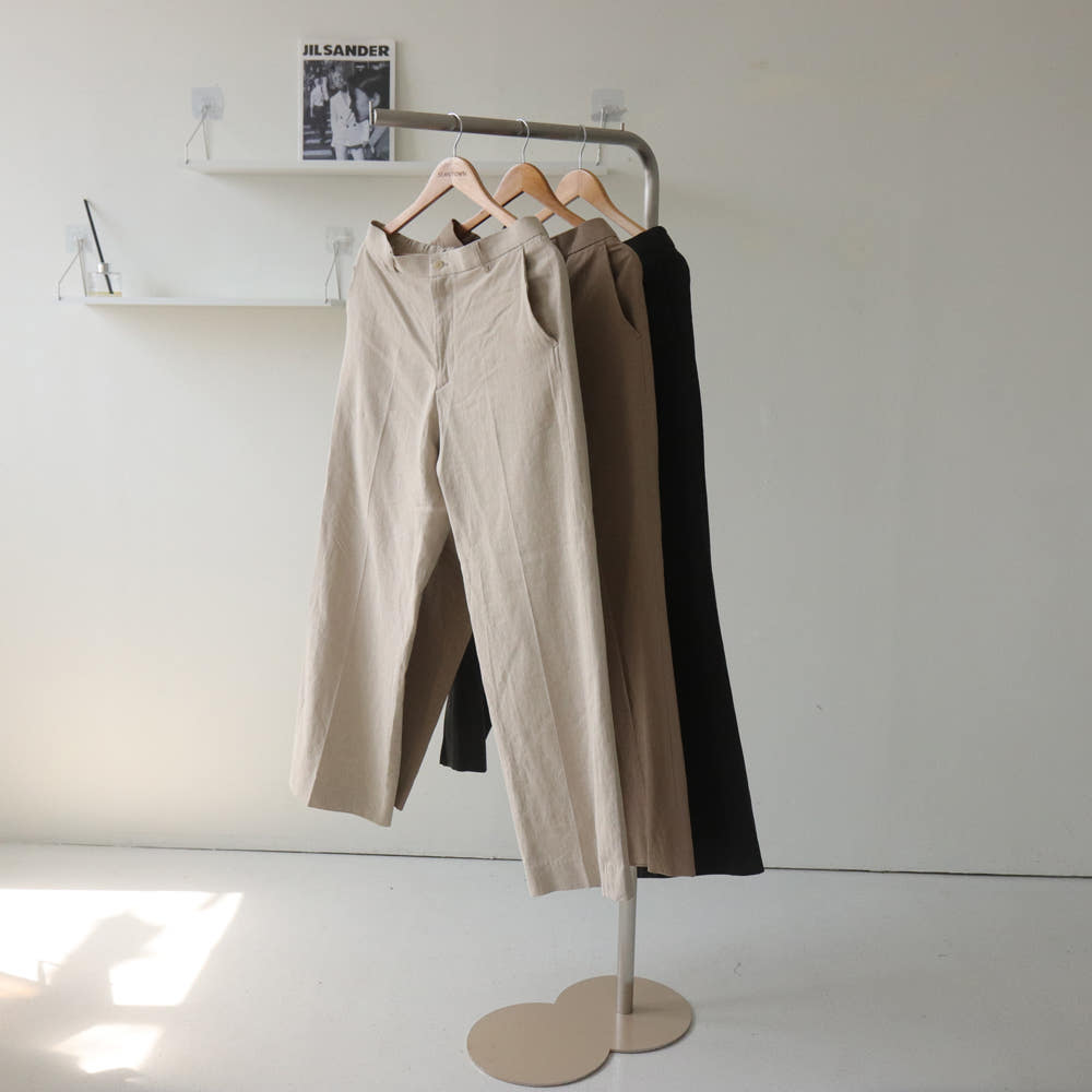 남자 여름바지 린넨 바지 밴딩 남자 와이드 슬랙스 - 상세 이미지 4