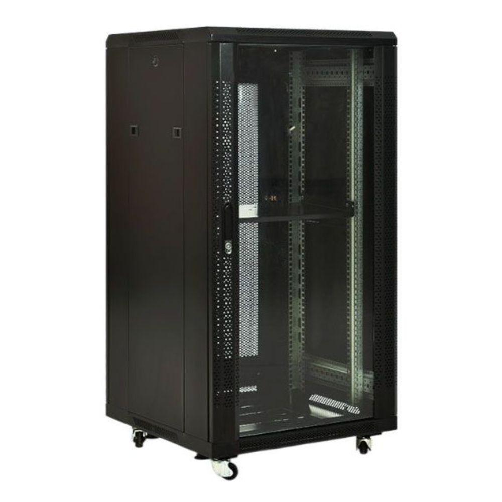 통신랙 서버 네트워크 전산랙 통신 케이스 보관박스 허브 전산실 블랙 유리도어 60x80x60cm - 상세 이미지 2
