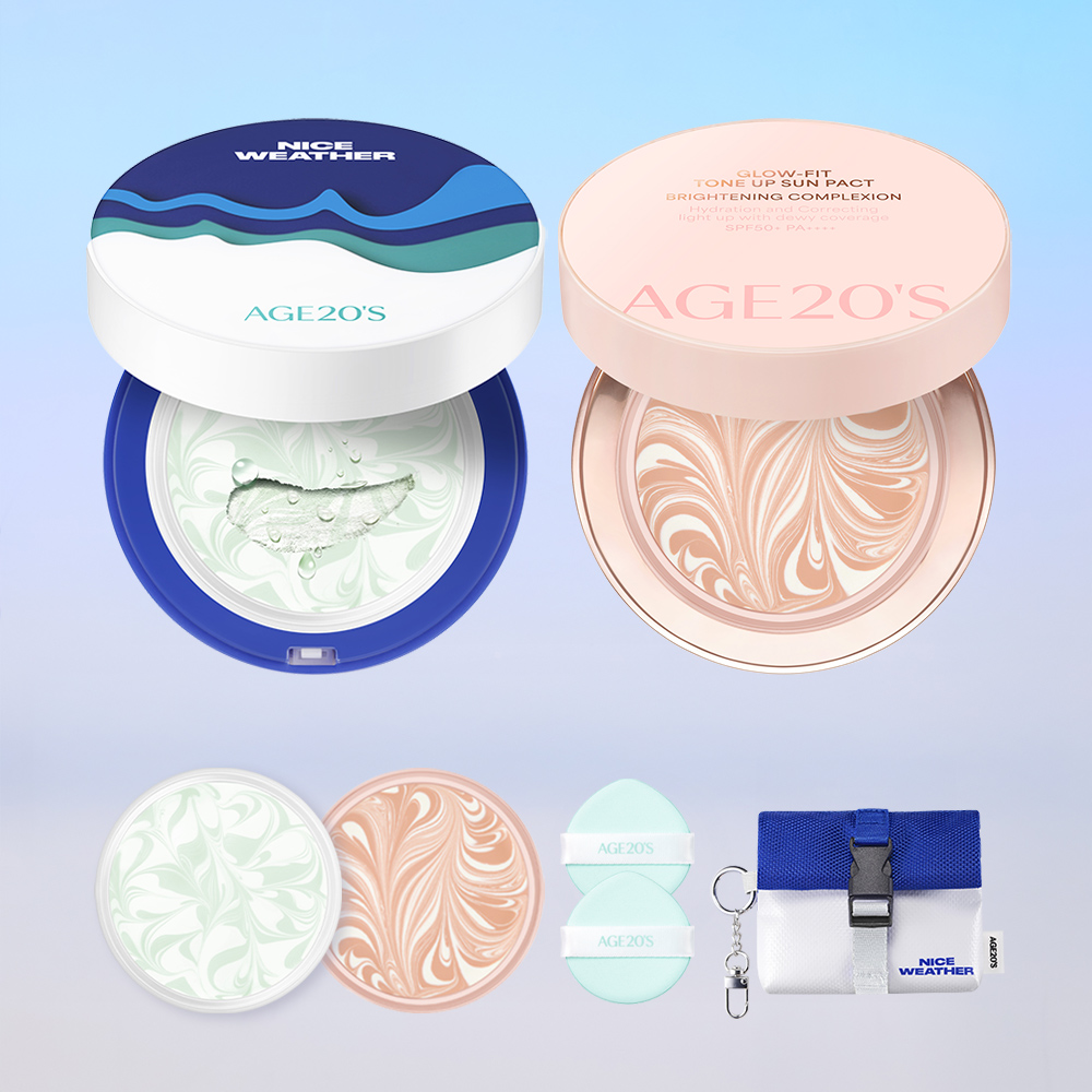 (더블구성 본품2+리필2) 에이지투웨니스 나이스웨더 카밍 선팩트/ 톤업 선팩트 세트 12.5g 본품2개+리필2개 (SPF50+ PA++++)