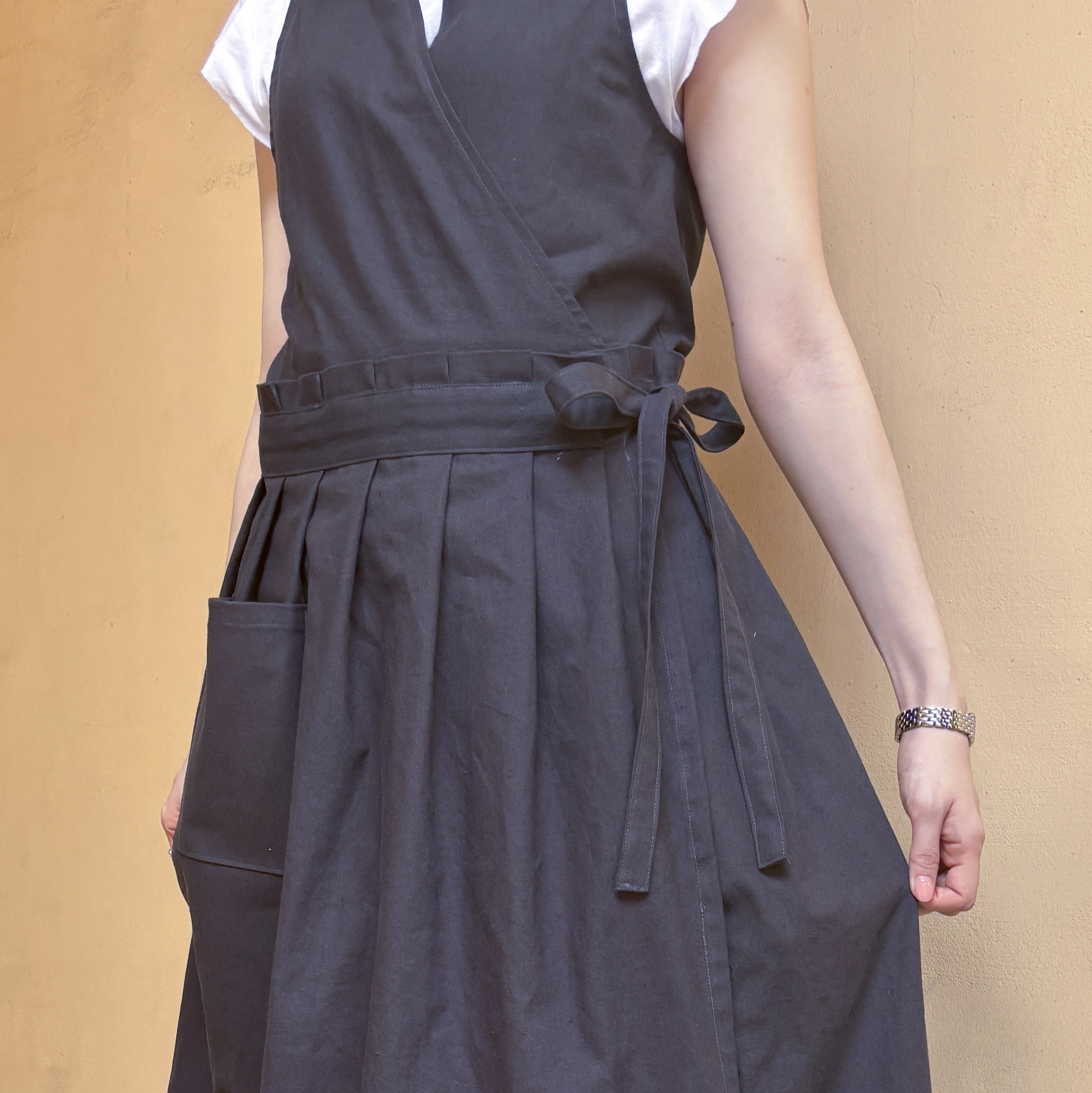 원피스형 주름 앞치마 린넨 광목 엄마의주머니 천아트반제품