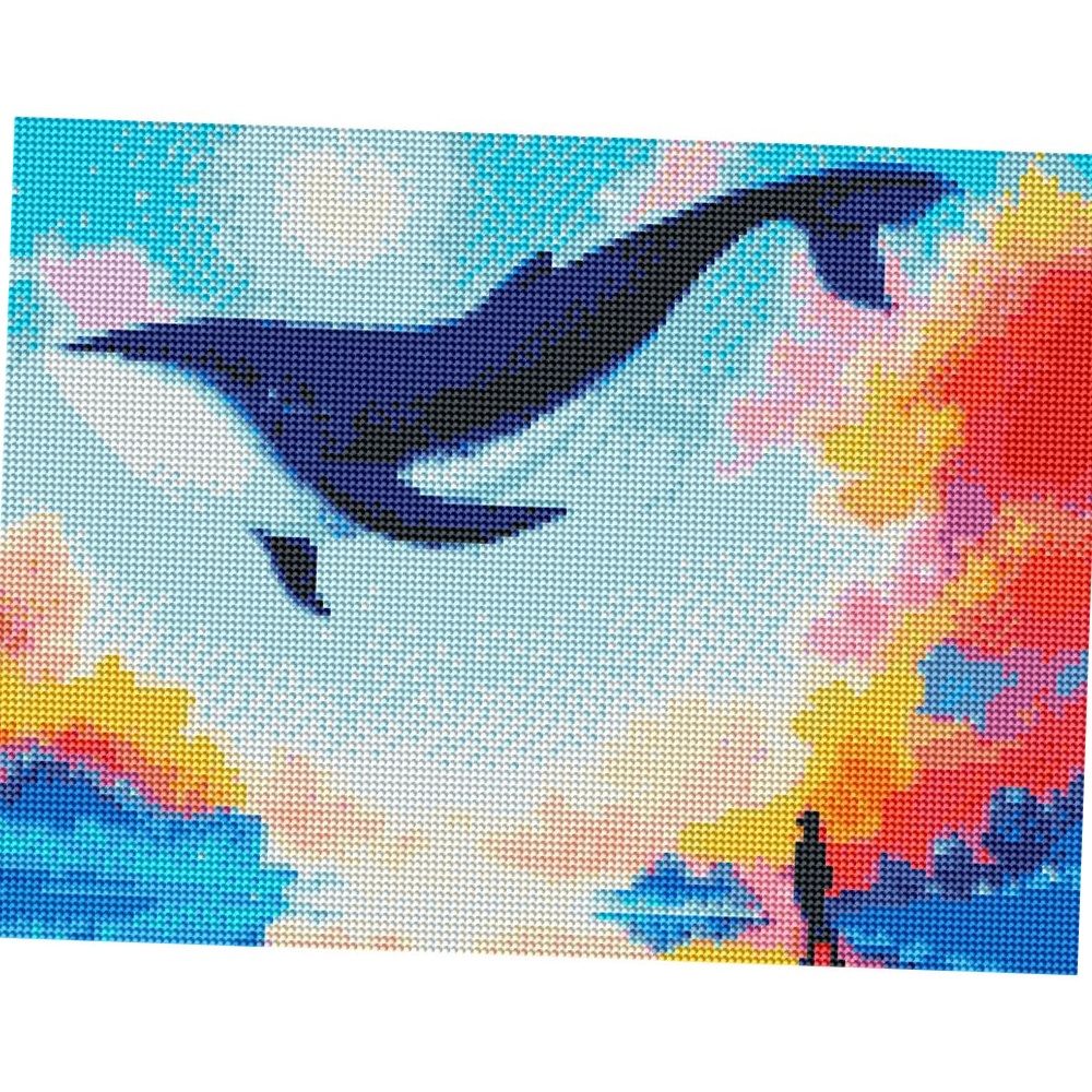 하모니아트 보석십자수 30x40 하늘을 나는 고래 인테리어 취미생활 인물 : 바리샵-