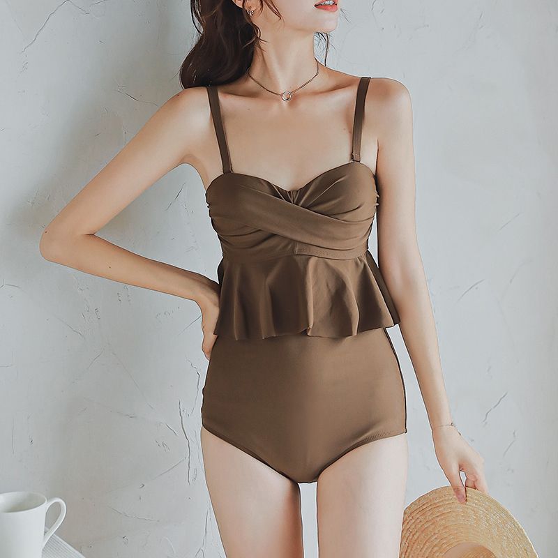 탱키니 투피스 여성 수영복 여름 수영장 비치웨어 블랙 M - 상세 이미지 3