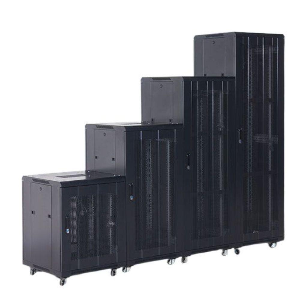 통신랙 서버 네트워크 전산랙 통신 케이스 보관박스 허브 전산실 블랙 유리도어 60x80x60cm - 상세 이미지 3