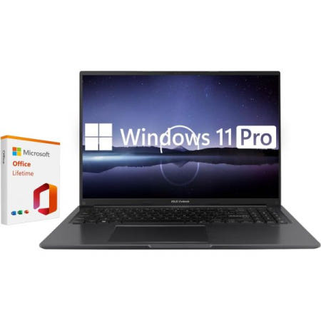 [해외]ASUS 16인치 LED 비보북 비즈니스 및 학생용 노트북, Microsoft Office 평생 라이선스가 있는 Windows 11 Pro Wi-Fi, HDMI, 웹캠(인텔