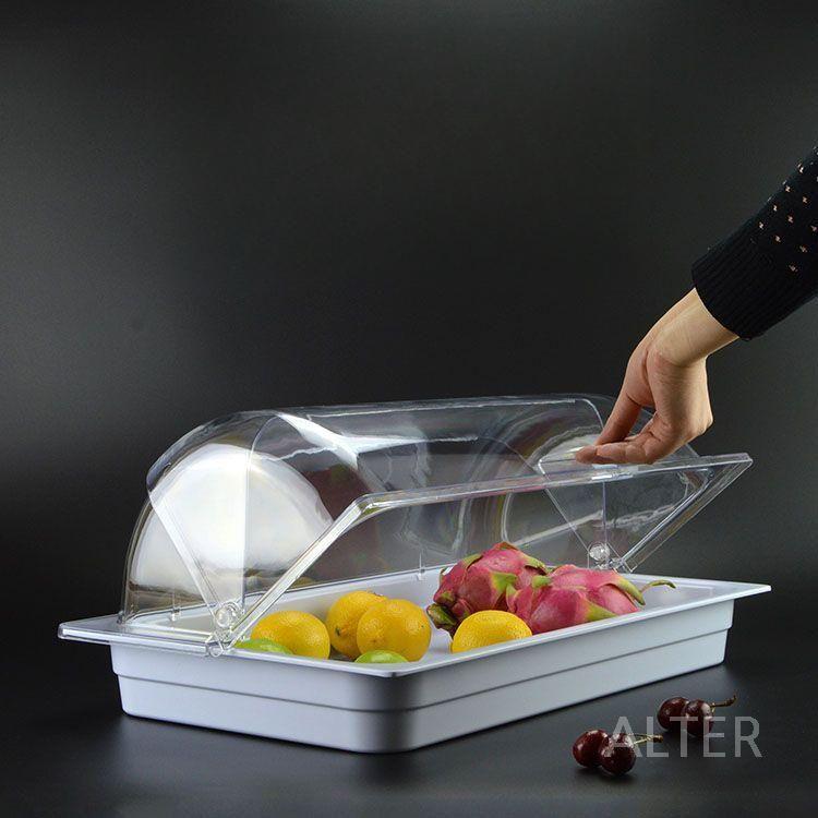 케이크 돔 케이스 진열 밀폐 과일 플립 음식 트레이 덮개 카페 투명 플립 53x33x18cm - 상세 이미지 3