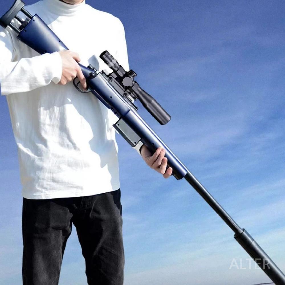 M24 저격 총 자동 너프건 탄피 배출 장난감 발사 전동 AWM 실버 M24(130cm) - 상세 이미지 2