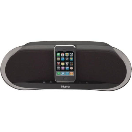 [해외]iHome iPhone/iPod 스피커 시스템(30W, 검은색, 30핀 도크 커넥터, iPhone 및 iPod 모델과 호환)
