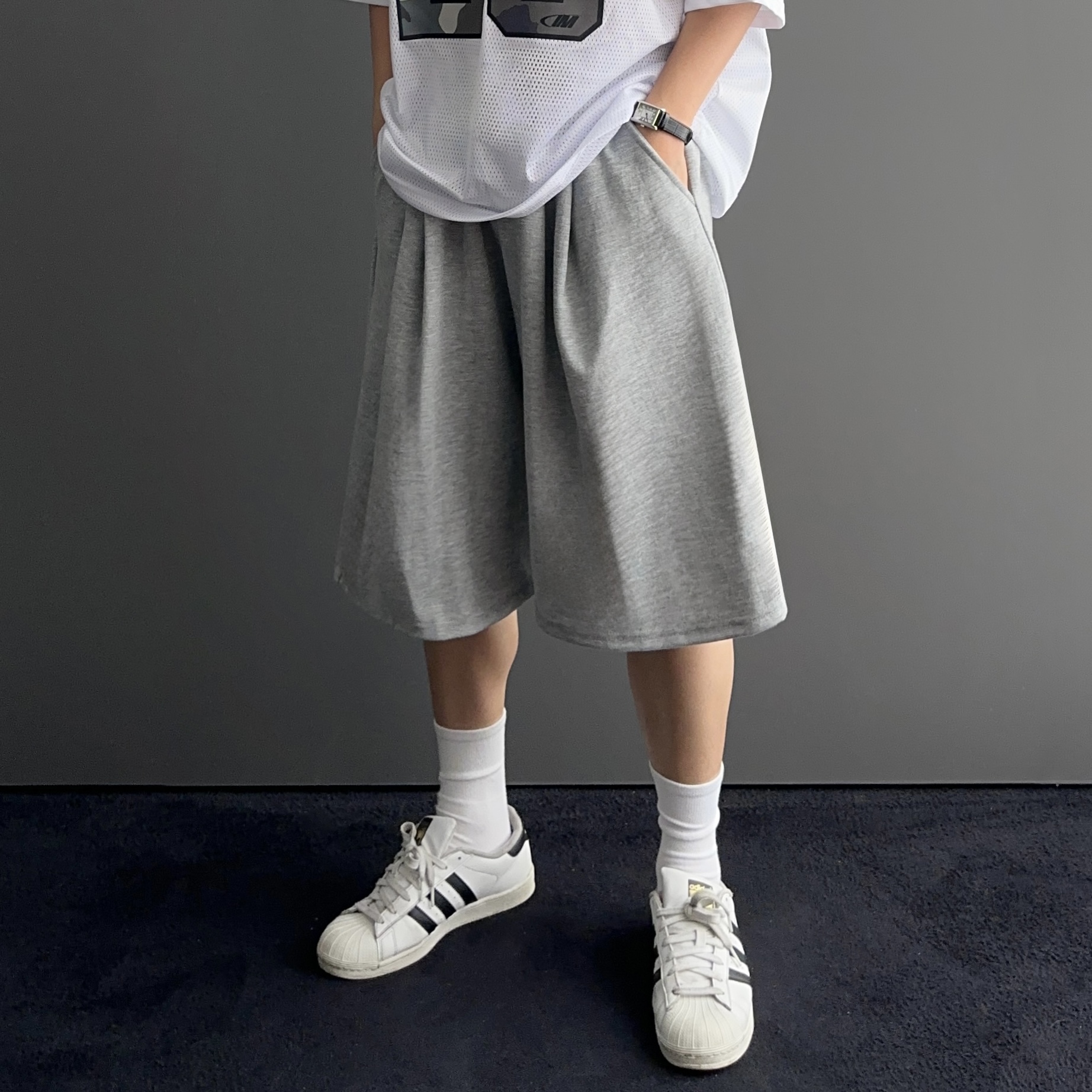 1+1 남자7부반바지 남자버뮤다팬츠 와이드반바지 - 상세 이미지 4