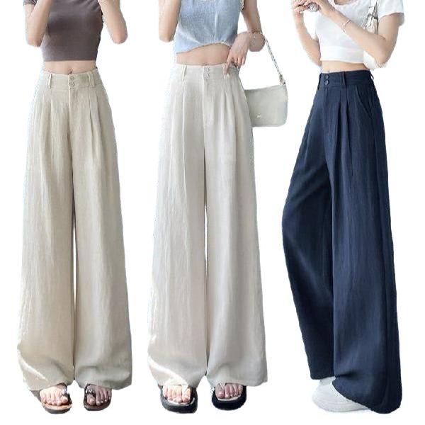 봄 여름 3가지기장 텐셀린넨 와이드팬츠 하이웨이스트 핀턱 루즈핏 데일리룩 - 상품 이미지