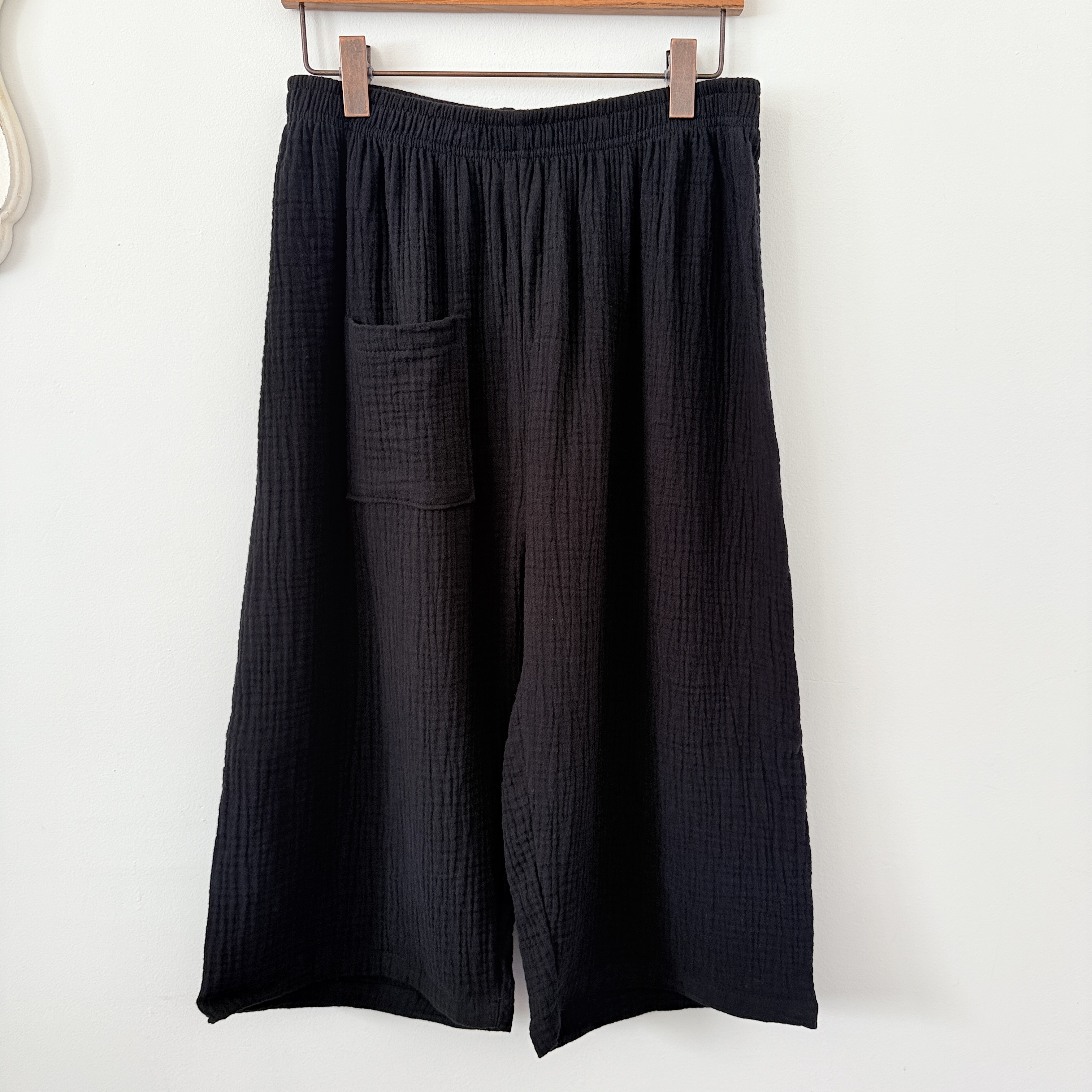 국산 면100잠옷 요루면 순면파자마바지 거즈면 블랙 7부 잠옷바지 이미지 8