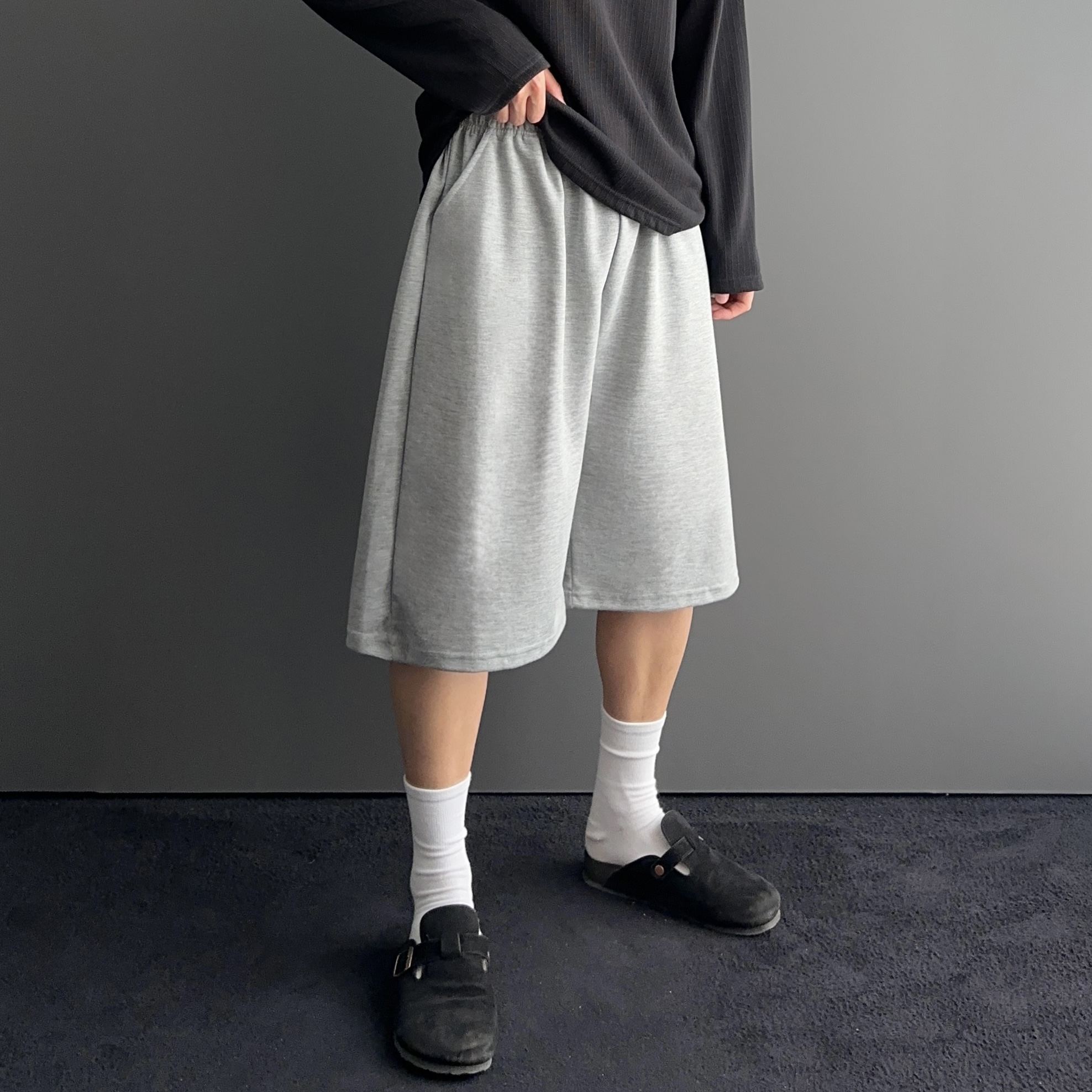 1+1 남자7부반바지 남자버뮤다팬츠 회색반바지 - 상세 이미지 3