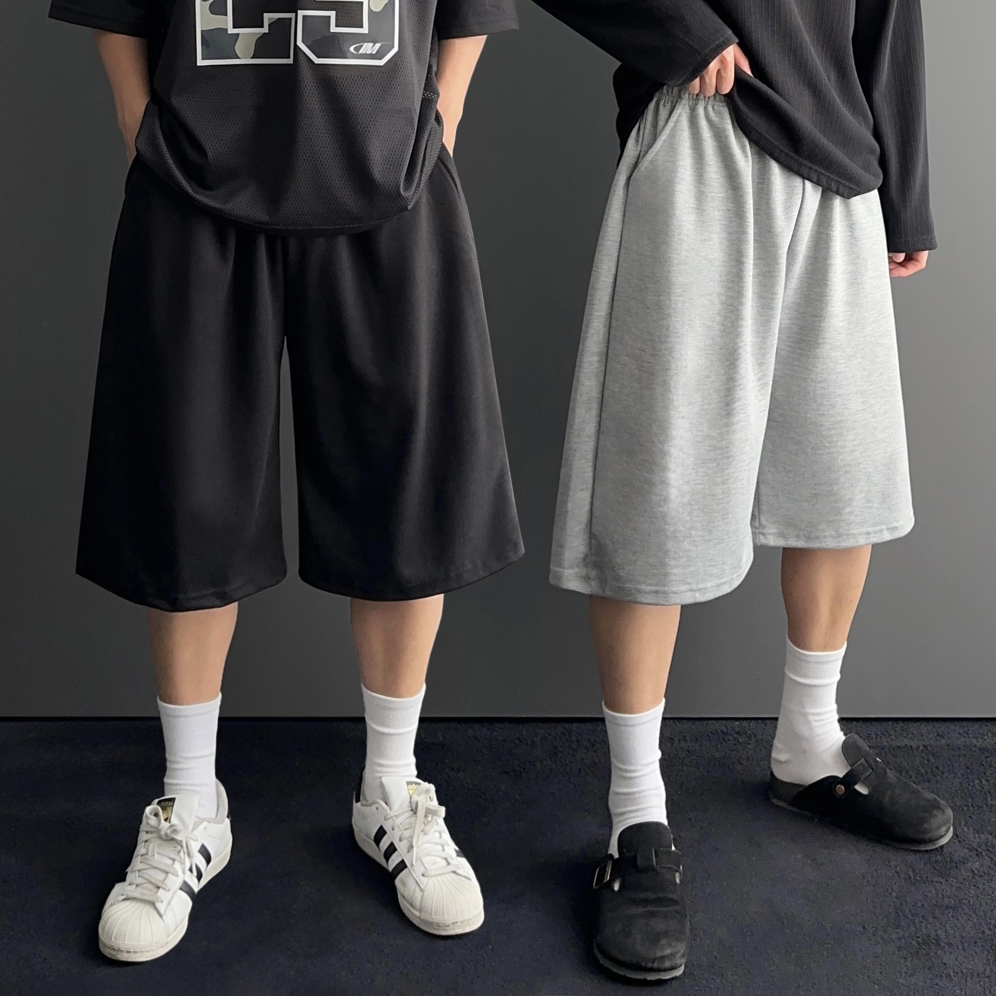 남자7부반바지 남자버뮤다팬츠 회색반바지 - 상품 이미지