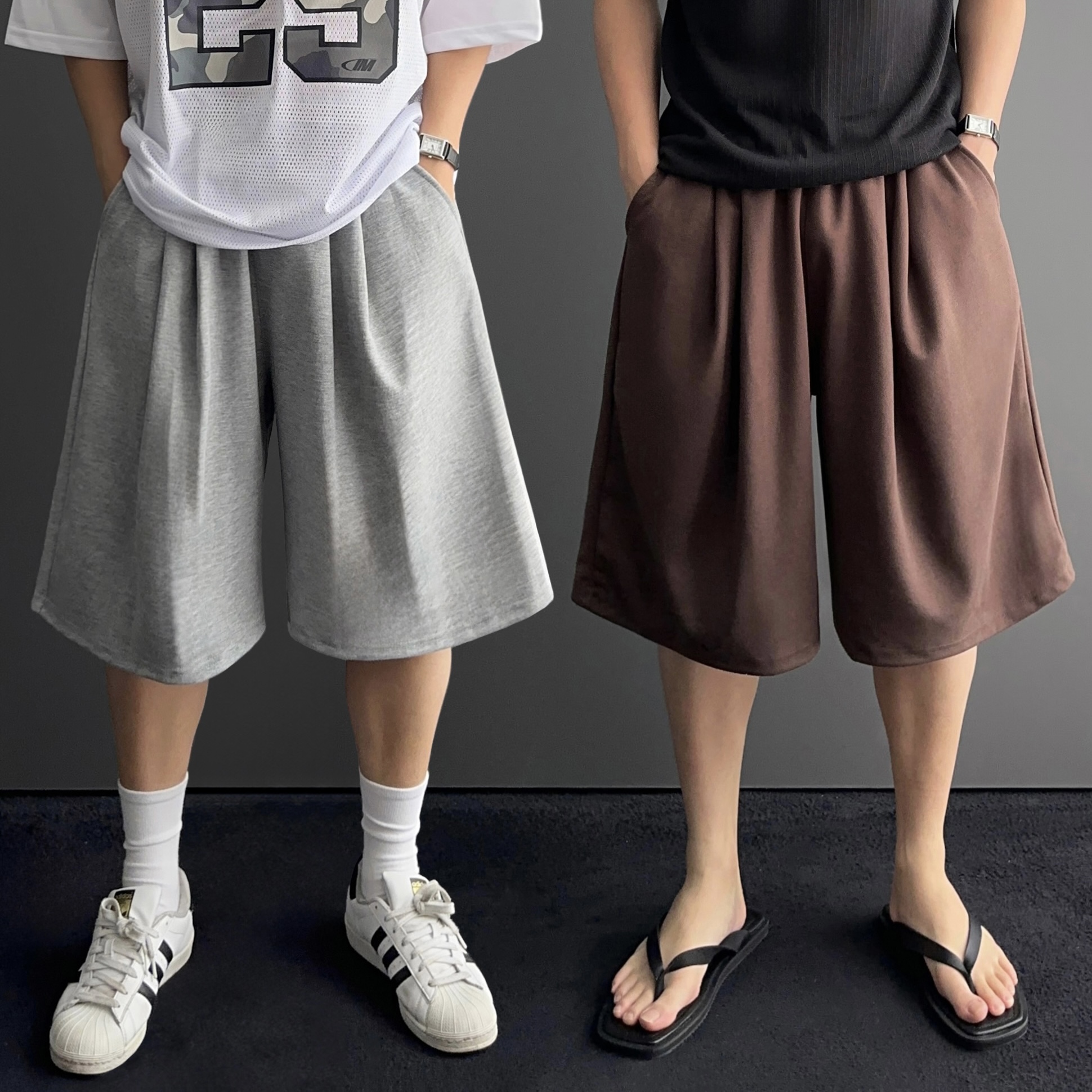 남자7부반바지 남자버뮤다팬츠 와이드반바지 - 상품 이미지