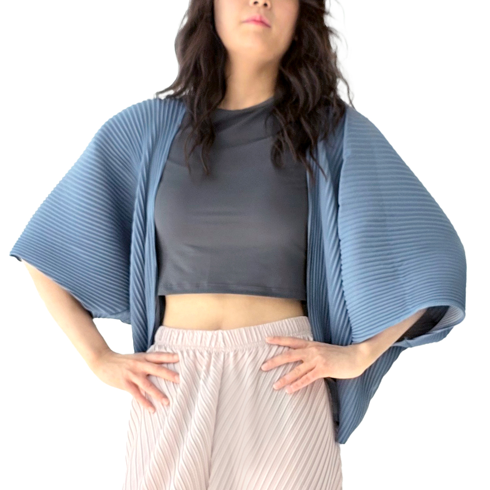 VC03 플리츠 간편 루즈핏 커버업 가오리핏 케이프 볼레로 가디건 주름