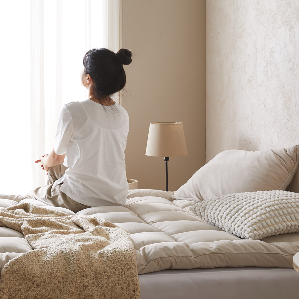 두꺼운 요 매트 바닥 손님용 1인용 까는 이불 팬션매트 5cm 슈퍼싱글 110cm