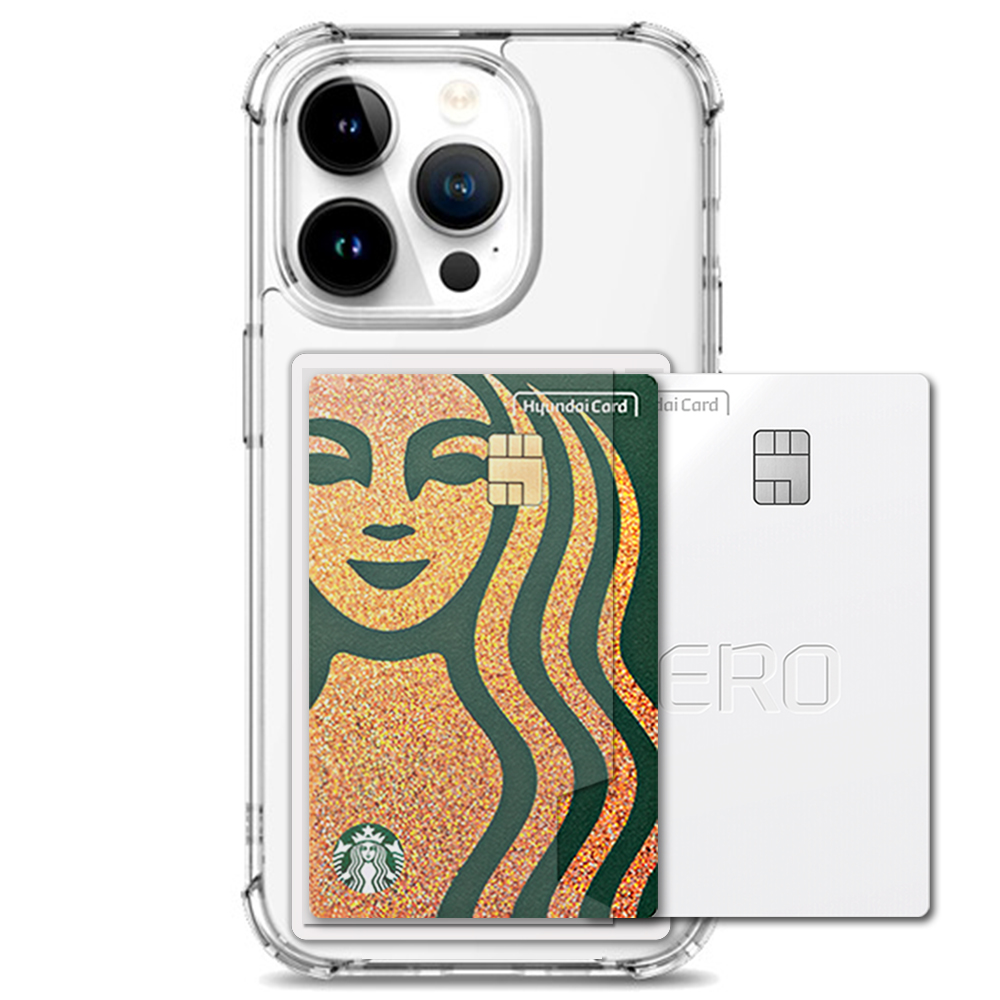 변색방지 카드 2장 수납 범퍼 케이스 투명, 아이폰15 프로