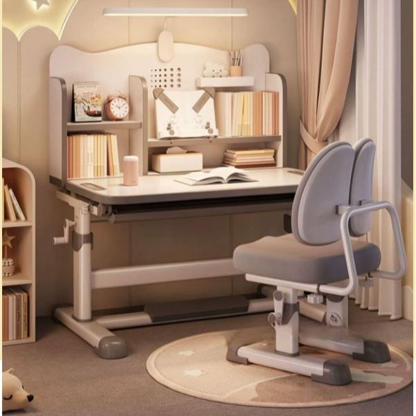 남자아이 책상 책장 1인용 초등생 중등 학생 테이블 그레이 베이직세트