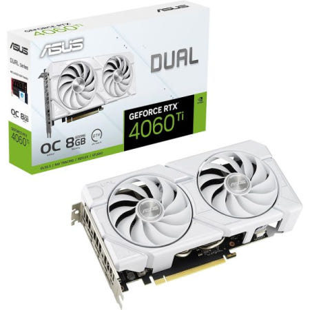 [해외]ASUS 듀얼 지포스 RTX™ 4060 Ti EVO 화이트 OC 에디션 8GB GDDR6(PCIe 4.0, GDDR6, DLSS 3, HDMI 2.1a, 디스플레이포트 1.