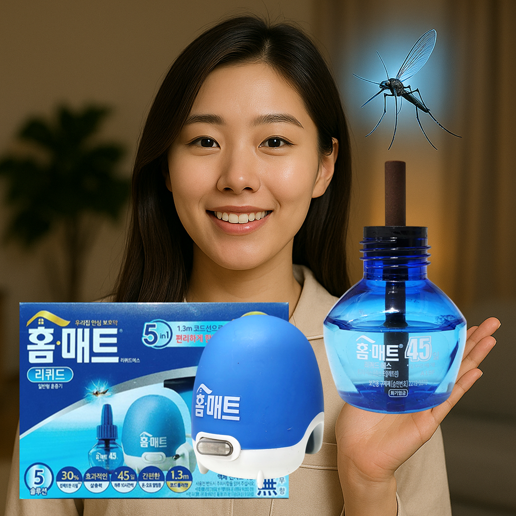 홈키파 홈매트 리퀴드 코드형 기계+리필 45일 전기 액체 액상 모기향 모기약 훈증기 효과 - 상품 이미지