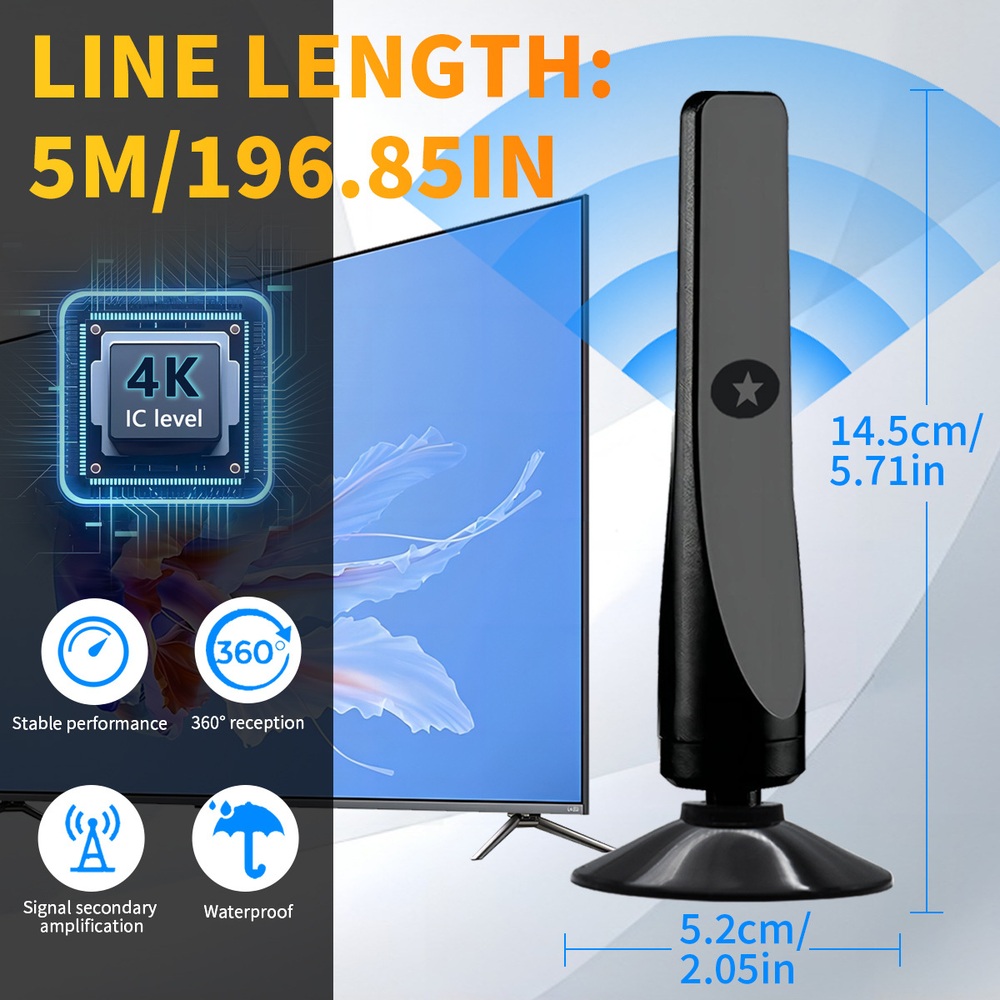 4K HDMI 30DBI 디지털 TV 안테나 5M UHD 지상파 실내 수신기 증폭기 세트 - 상세 이미지 2