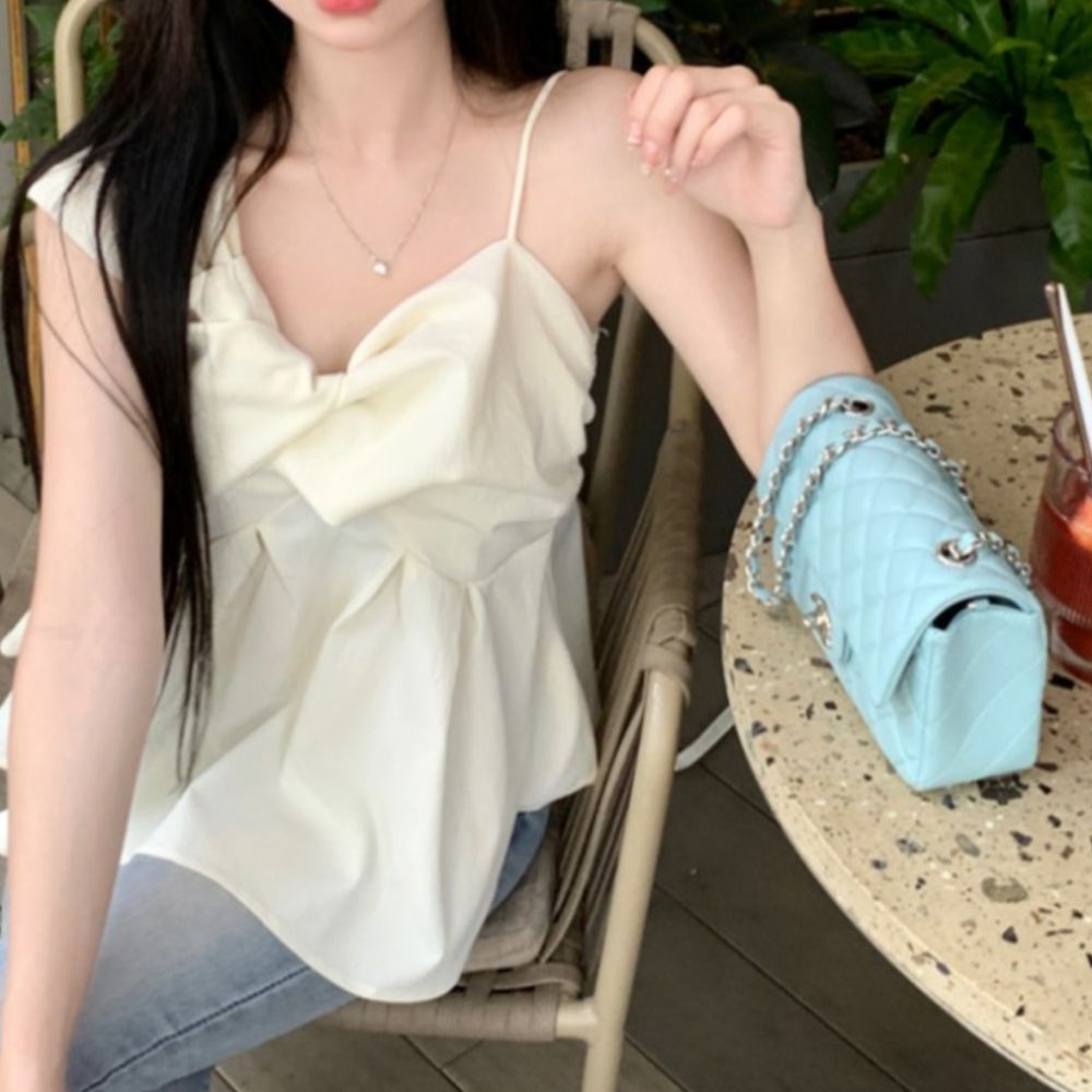 오프숄더 쉬폰 언발 블라우스 여름 나시 탑 bying24 블랙 S 이미지 7