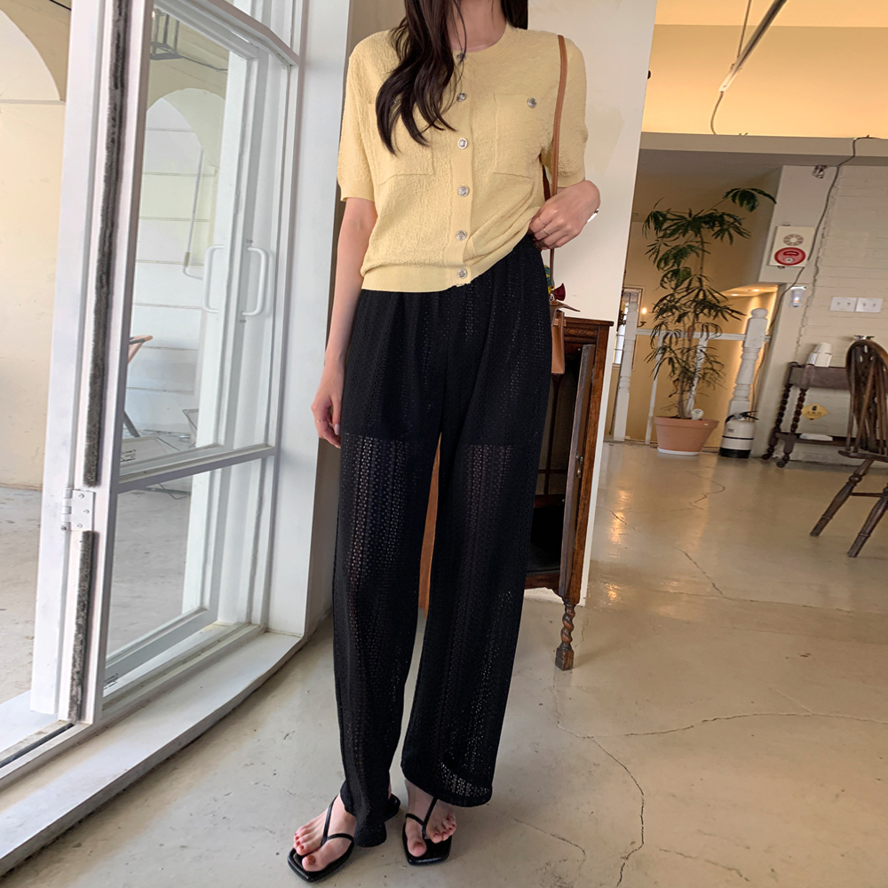 베네트나 펀칭 레이스 와이드 팬츠 - 상품 이미지