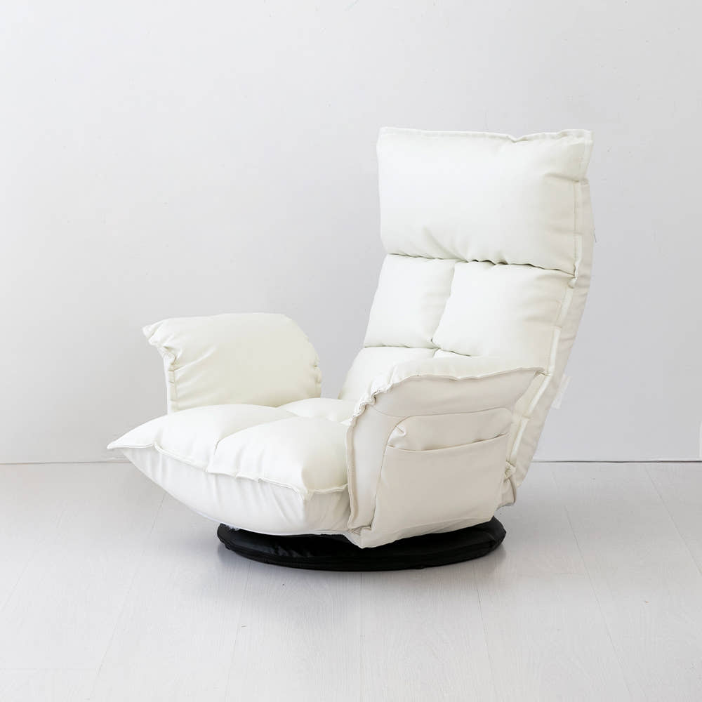 앰보 1인 좌식소파 회전팔걸이형 스툴미포함, 밀크 1975.9044, 1인용