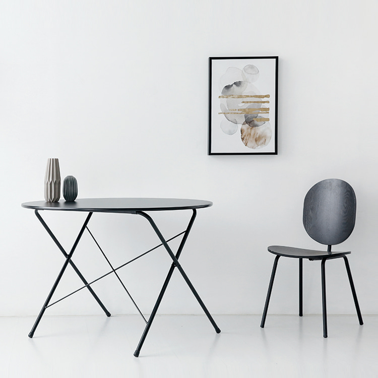 HOMATO 접이식테이블 라운드 D100 래치드블랙 8139.9194