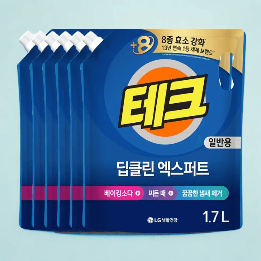 테크 딥클린 실내건조 일반 액체세제 리필 1.7L 6개 : 현대공판장