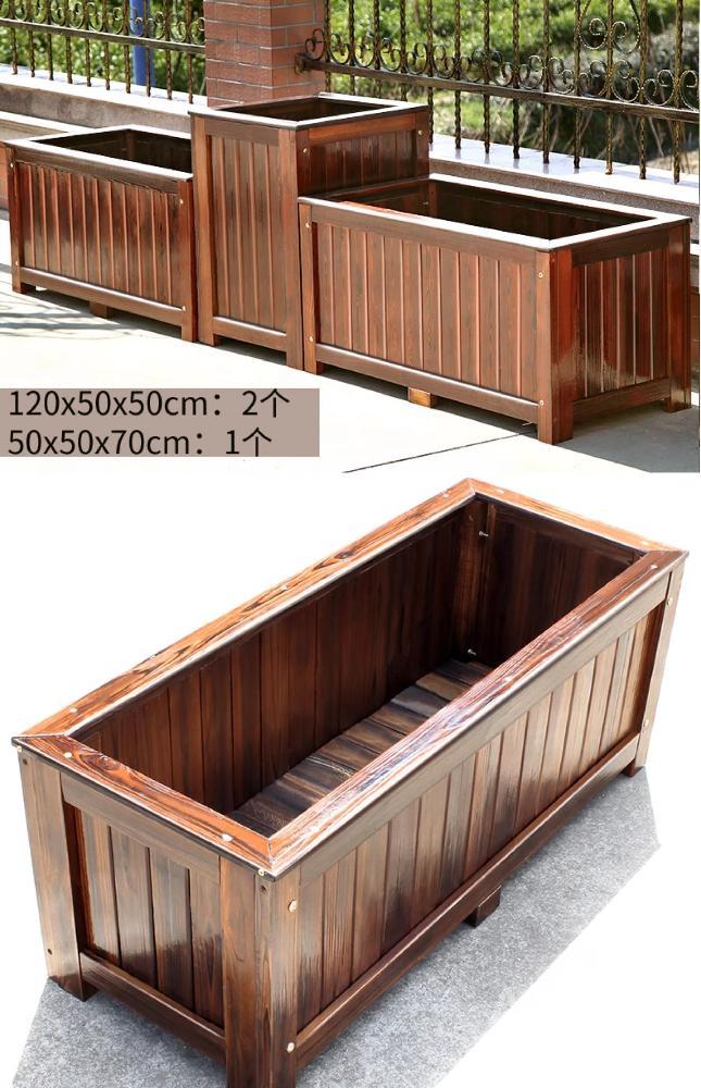 야외 공간 꾸미기 원목 베란다 화분 탄화 방부목 화단 100x40x40cm - 상세 이미지 4