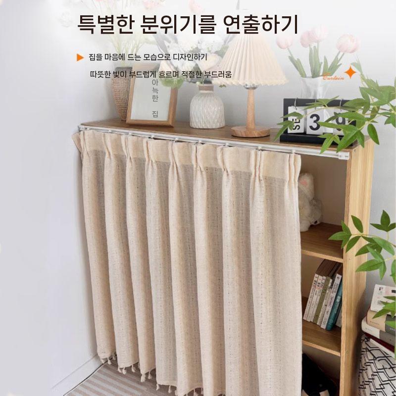 캐비닛 커버 무타공 신발 보관 책장 스토리지 랙 커튼 먼지방지 슬라이드 선반 - 상세 이미지 5